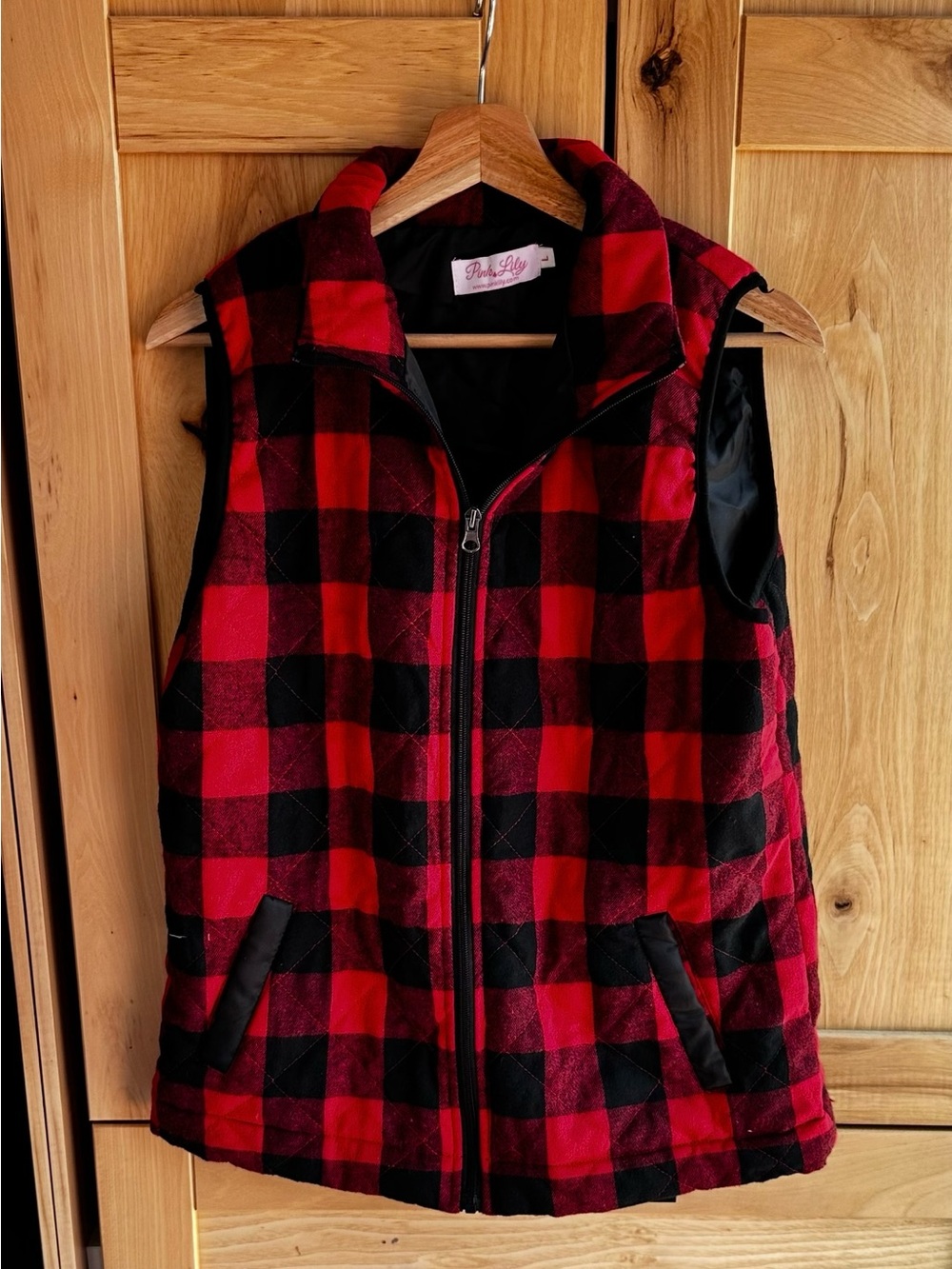 Pink Lily Red & Black Buffalo Plaid Quilted Vest - Kids - Picture 1 of 3